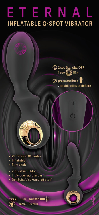 Черный вибратор для точки G с функцией расширения - 18,1 см. Черный вибратор для точки G с функцией расширения - 18,1 см.