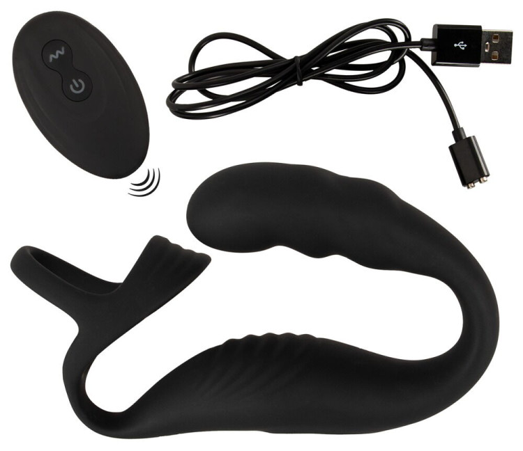 Черное эрекционное кольцо со стимуляцией промежности и анальной пробкой Cock Ring with RC Prostate Plug Черное эрекционное кольцо со стимуляцией промежности и анальной пробкой Cock Ring with RC Prostate Plug