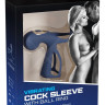 Синяя вибронасадка на пенис Vibrating Cock Sleeve with Ball Ring