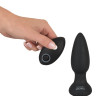 Черная анальная пробка с вибрацией и вращением шариков - 13,8 см. Черная анальная пробка с вибрацией и вращением шариков - 13,8 см.