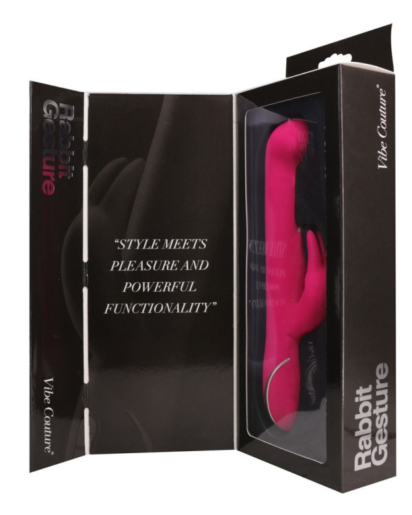 Розовый вибратор со стимулятором клитора - 22 см.