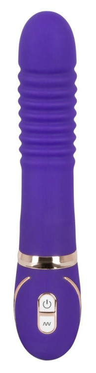 Фиолетовый водонепроницаемый вибратор Pleats с рёбрышками - 22 см.