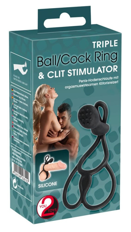 Кoльцо для пениса и мошонки Triple с клиторальным стимулятором Кoльцо для пениса и мошонки Triple с клиторальным стимулятором