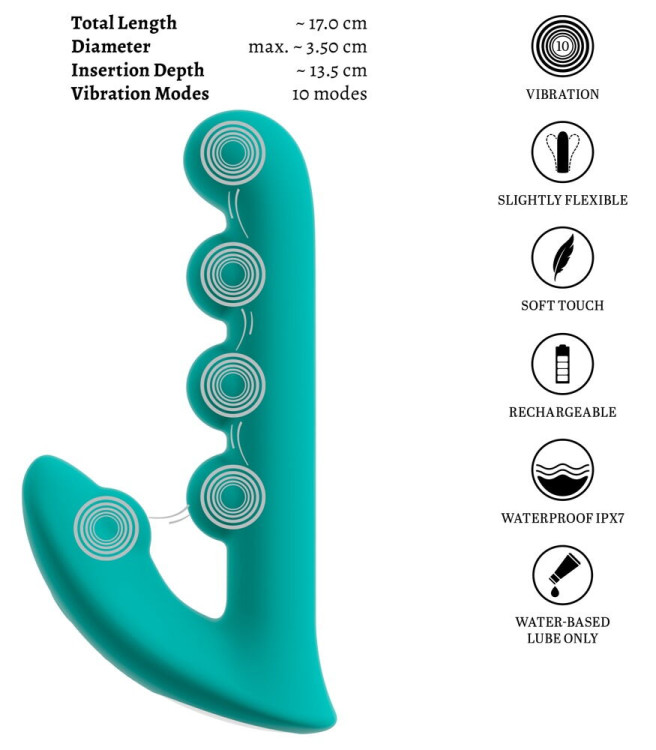 Зеленый вибратор SYLORA Unique Beads Vibrator - 17 см. Зеленый вибратор SYLORA Unique Beads Vibrator - 17 см.