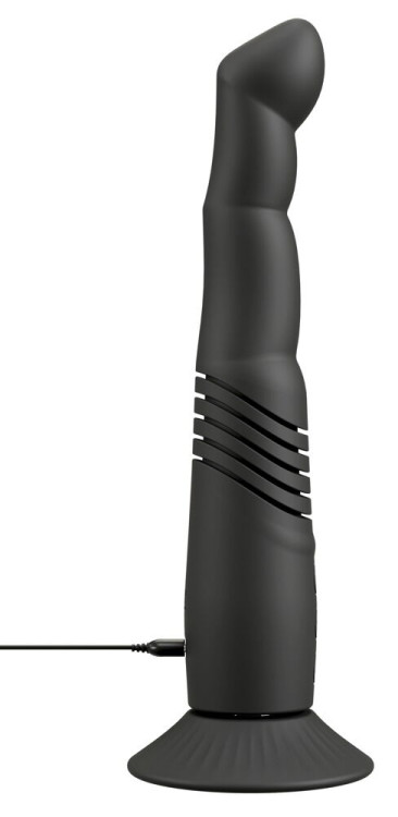 Черный вибратор с поступательными движениями G and P-Spot Thrusting Vibrator - 23 см.