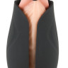 Черный силиконовый вибромастурбатор с нагревом Masturbator with 2 Functions