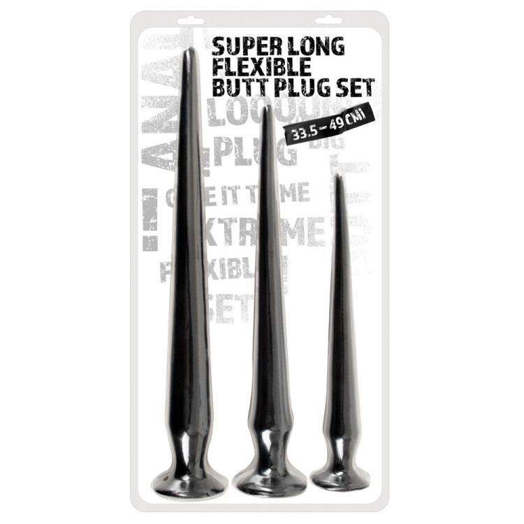 Набор из 3 длинных анальных пробок Super Long Flexible Butt Plug Set Набор из 3 длинных анальных пробок Super Long Flexible Butt Plug Set