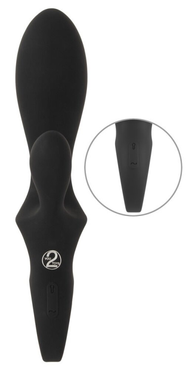 Черный вибратор-кролик с функцией расширения Inflatable Rabbit Vibrator - 18,3 см.