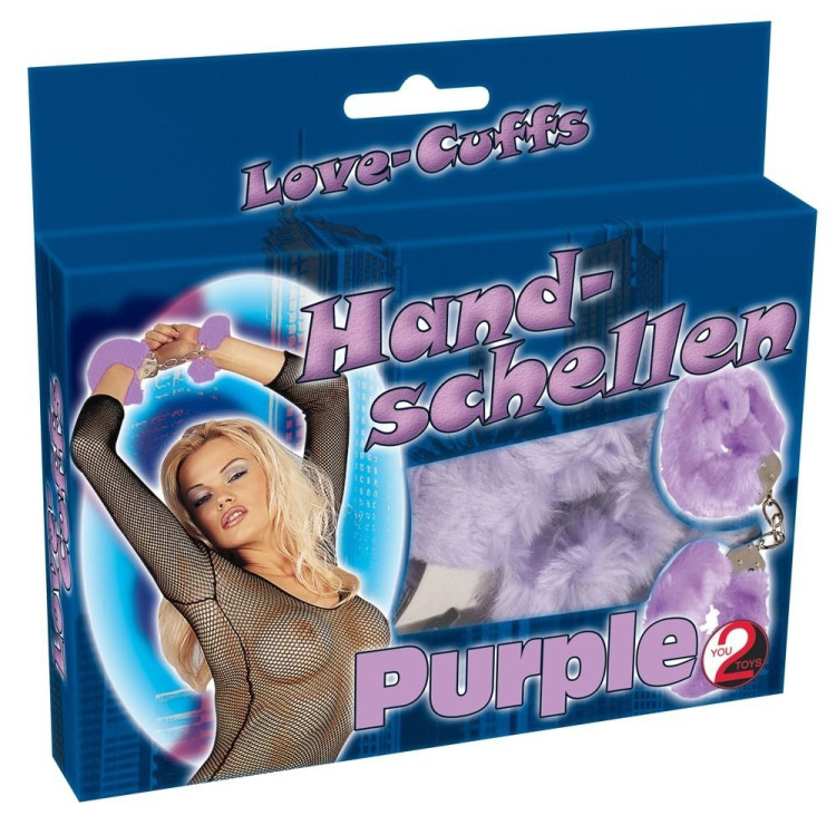 Фиолетовые меховые наручники Love Cuffs