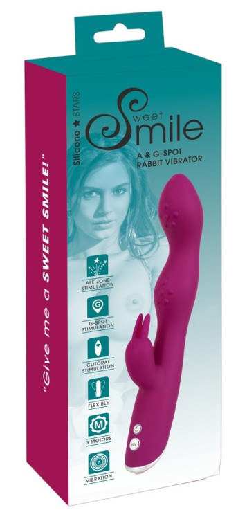 Фиолетовый вибратор A & G-Spot Rabbit Vibrator для стимуляции зон G и A - 23,6 см.