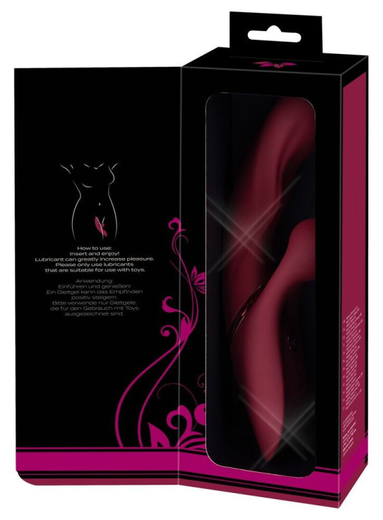 Малиновый вибратор-кролик с функцией постукивания 2 Function Rabbit Vibrator - 22,3 см.