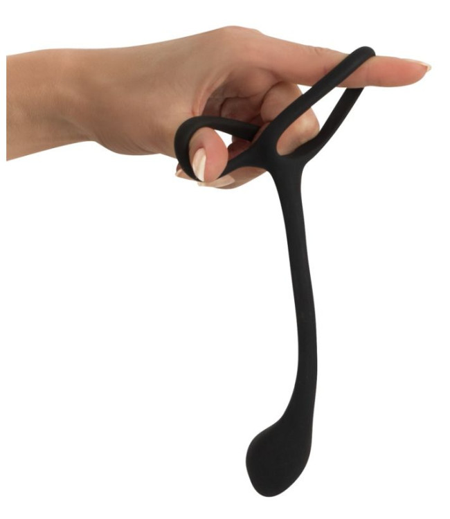 Эрекционное кольцо с утяжкой на мошонку и анальным плаг Black Velvets Эрекционное кольцо с утяжкой на мошонку и анальным плаг Black Velvets