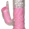 Розовый вибратор Vibrating Rabbit с клиторальным зайчиком - 22 см.