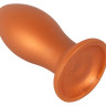 Оранжевая анальная пробка с присоской - 21 см.